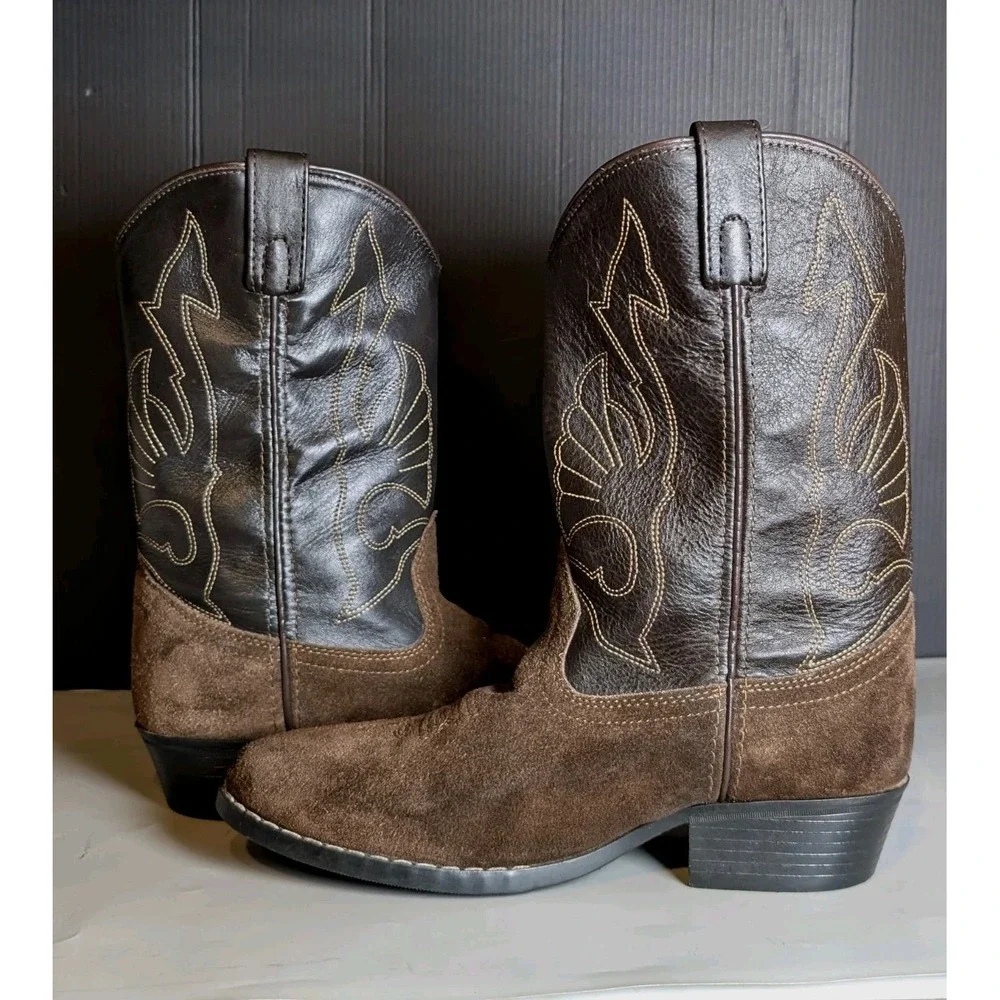 Masterson Boot Company Suede Leather Western Cowboy Boots Youth SZ 6 Women SZ 7